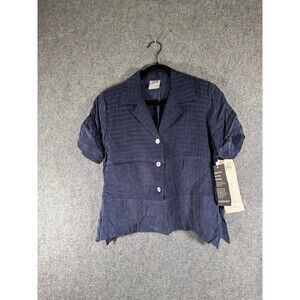 RABBIT Design‎ Women's 6 PEtite Short Sleeve Blue Embroidered Dark Romantic
